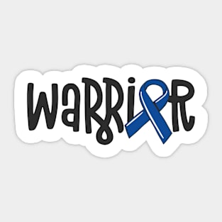 Warrior Colon Cancer Awareness Dark Blue Ribbon Chemo Sticker